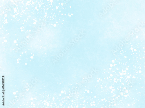 水中の白い泡のようなパステルブルーの手描きの爽やかで清涼感のある水彩抽象背景