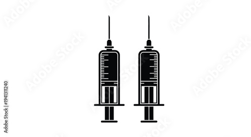 Two black syringes depicted in a simple graphic style