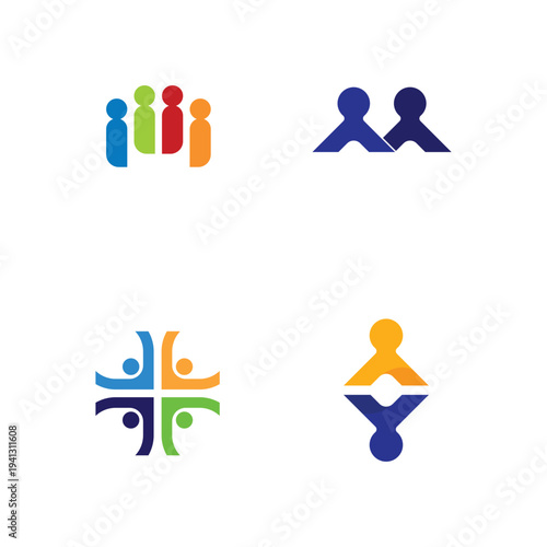 Abstract people logo icon vector design modern human community symbol business identity branding