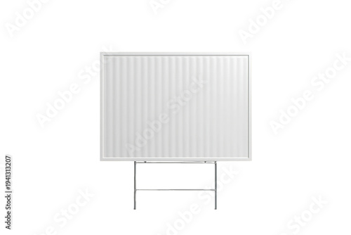 Blank corrugated plastic yard sign mockup for real estate, election campaign advertising, or message board on transparent background