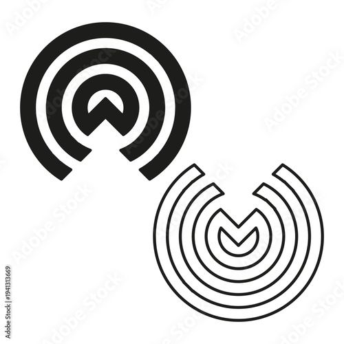 Extraordinary concentric arc. Magnificent circle symbol. Incredible vector illustration. Sophisticated linear element.