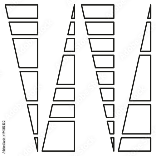 Slanted geometric shapes. Outline pattern Vector. Abstract structure detail. Black white design. Manual vector only. No autotrace used.