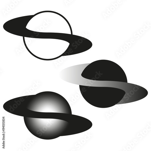 Extraordinary planet symbols. Exceptional astronomical spheres. Magnificent galactic Vector. Sophisticated celestial bodies
