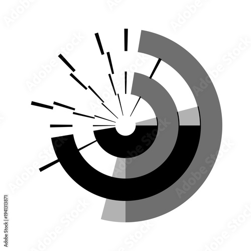 Sophisticated tech element. Abstract machinery components. Industrial component Vector. Mechanized monochromatic graphics.