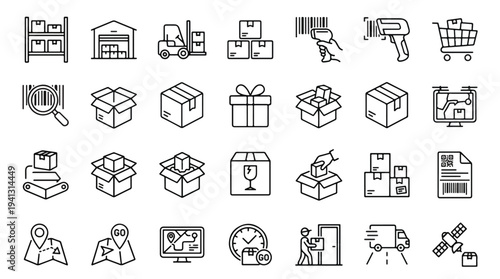 Logistics and shipping icons for business and e-commerce needs