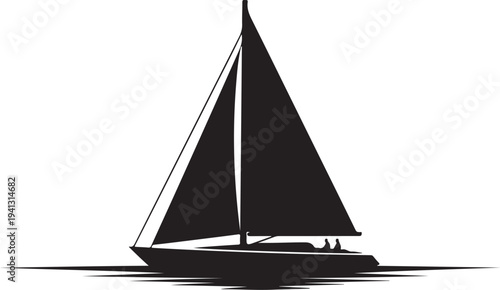 Sailboat Sailing on Calm Water in Black and White