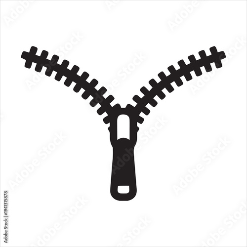 silhouette of open zipper with slider on white background vector design