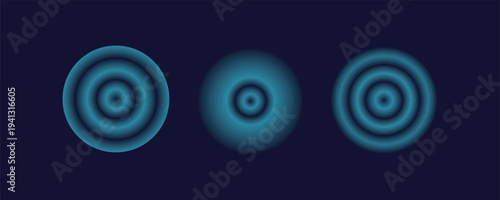 Sound wave. Signal concentric circle. Round light effect. Wifi range. Radio station signal. Water ripple with circle waves. A place or a painful point. Radar screen. Vector effect.