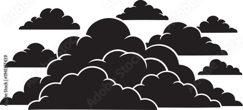 Black Clouds Silhouette on White Background Illustration Graphic Design