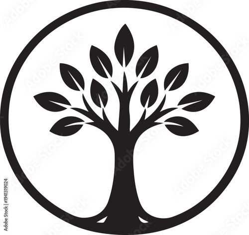 Tree in circle vector illustration