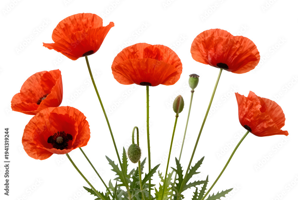 Naklejka premium poppy flowers isolated on white