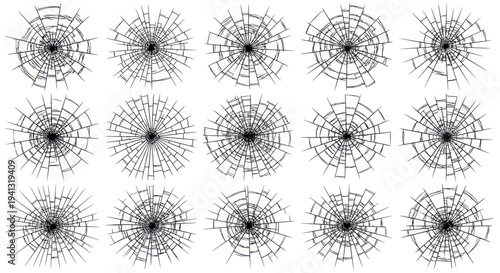 Collection of Shattered Glass Patterns, Cracked Window Effects