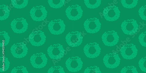 Dark green silhouette christmas wreath seamless pattern minimal style