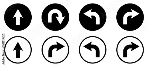 traffic direction arrow road sign icons