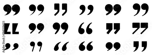 quote mark line icon set