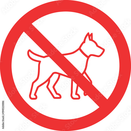 No Dogs Allowed Sign – Red Prohibition Symbol for Pet-Free Zones, Vector Illustration
