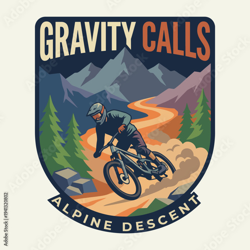 An exhilarating mountain biking scene showcasing a cyclist navigating a winding alpine trail, embodying adventure and the thrill of outdoor exploration in nature.