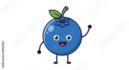 Blueberry cartoon character vector illustration