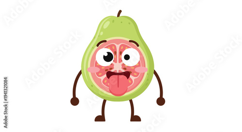 Vector cartoon peach character with legs and arms