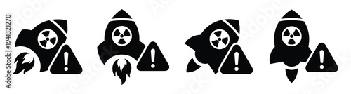 Missile warning icon. Nuclear bomb danger icon, vector illustration