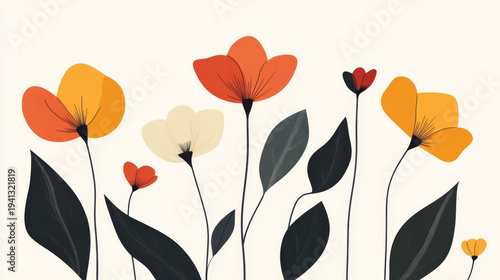 Colorful Wildflowers in Modern Illustration