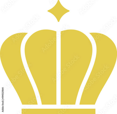 ゴールドの王冠アイコン｜黄色のクラウン・王様・勝者シンボルベクター