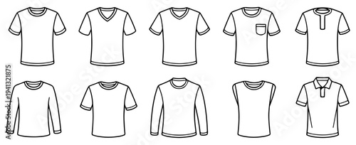 t shirt line icon set collection
