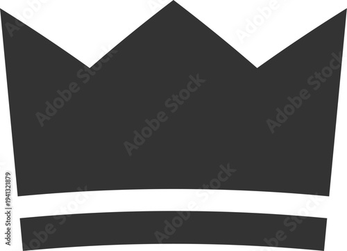 黒の王冠アイコン｜モノクロのクラウン・王様・勝者シンボルベクター