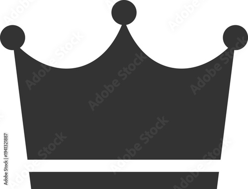 黒の王冠アイコン｜モノクロのクラウン・王様・勝者シンボルベクター