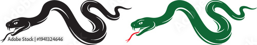 Black and green snake with white highlights snakes black snake red tongue