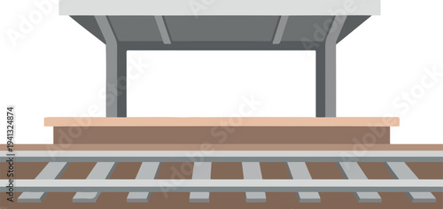 Train station platform with tracks vector illustration