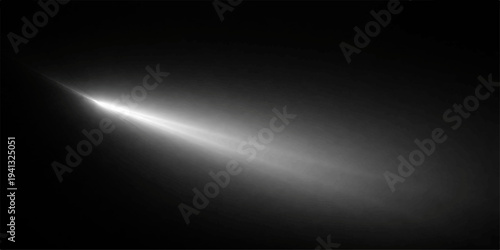 A brilliant blue spotlight beam cuts through the dark digital space to create a glowing wave of light on the stage backdrop