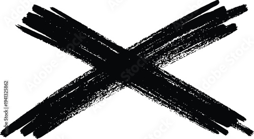 Abstract cross isolate on white background. Set of black cross icons. Symbol cross mark crafted from marker X, styled in a bold marker concept, viewed in marker stroke layout on white background. 