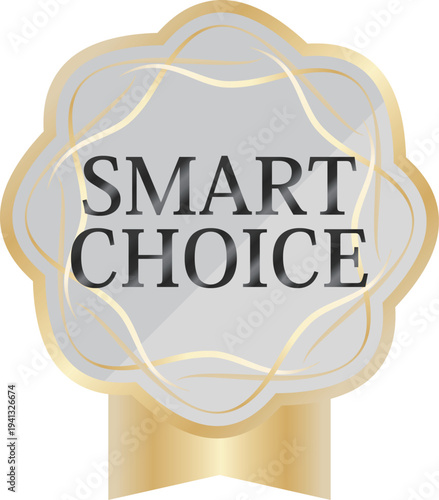 高級感のある春の販促エンブレム　ペールグレー＆ゴールド