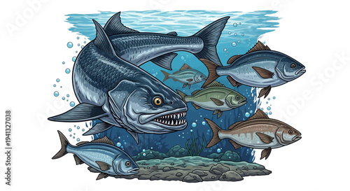 School of Fish with Shark.