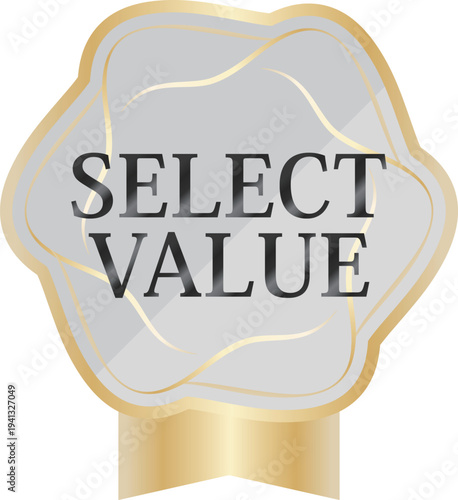 高級感のある春の販促エンブレム　ペールグレー＆ゴールド