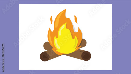 Illustration of a bonfire with a firewood on a white background