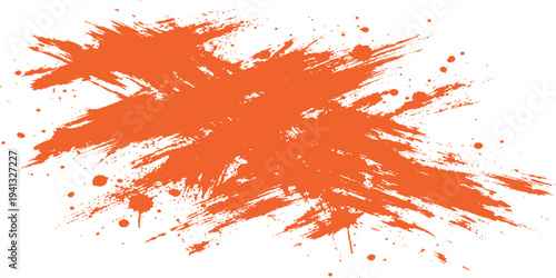 A grunge red ink splatter vector illustration features a decorative paint splash design with artistic watercolor textures and messy stains for a creative pattern