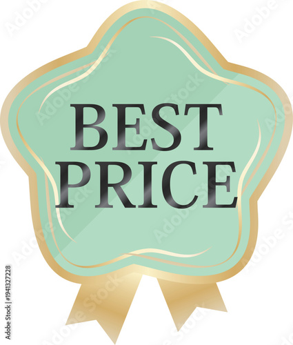 高級感のある春の販促エンブレム　ミント＆ゴールド