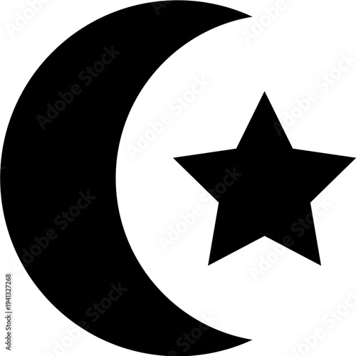 Star and Crescent Vector Icon - Islamic Symbol and Ottoman Empire Emblem