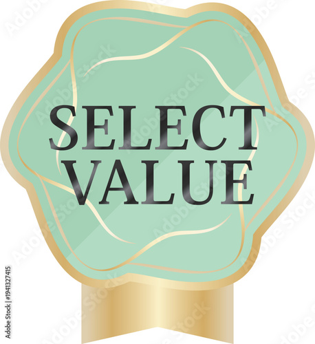 高級感のある春の販促エンブレム　ミント＆ゴールド