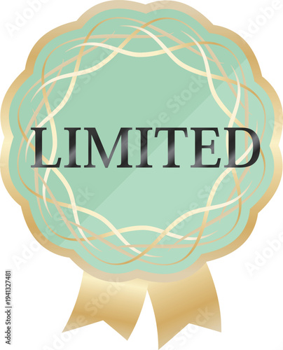 高級感のある春の販促エンブレム　ミント＆ゴールド