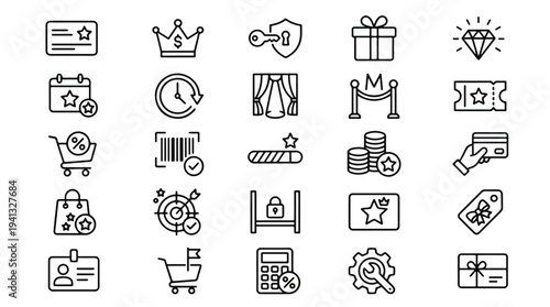 25 Minimalist Line Art Business and Lifestyle Icons Set Flat Design Vector Illustration for Commercial Use
