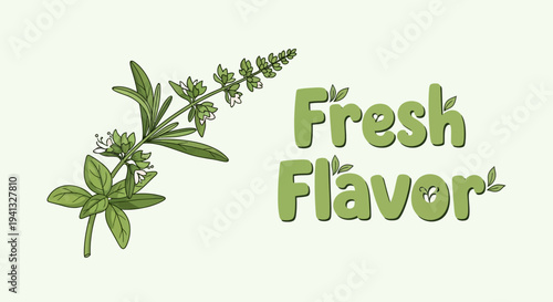 Vector logo with fresh herbs and 'Fresh Flavor' text