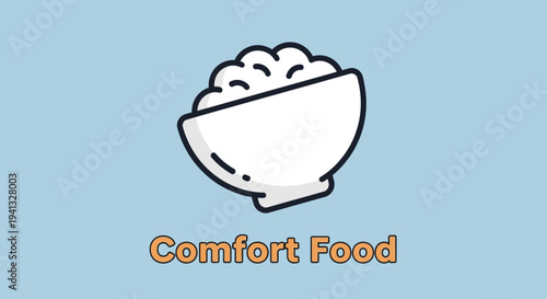 Vector comfort food icon with bowl of food