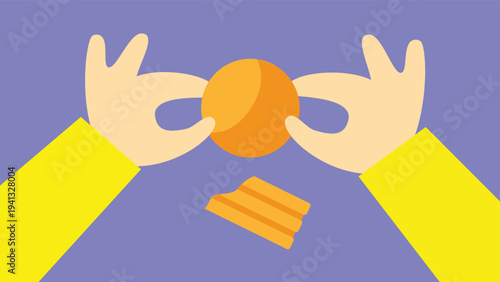 Illustration of a glass of cream on a table with a purple background