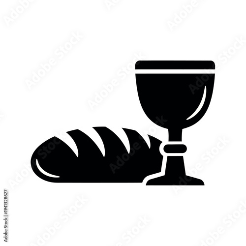 Communion bread and wine chalice icon.