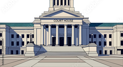 Government courthouse building vector illustration with columns and steps