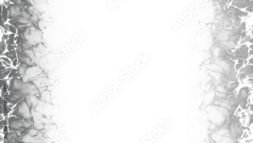 Vertical dual column halftone design concept with black dots texture and organic abstract shapes isolated on a white background space.