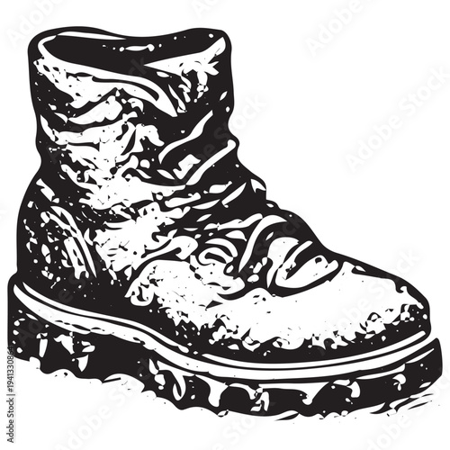 Alpine Technical Climbing Boot Illustration – Mountaineering Expedition Footwear Gear